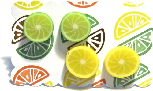 Vista 4 de Lemon and Lime Stud Earrings - Tiny Food Jewelry