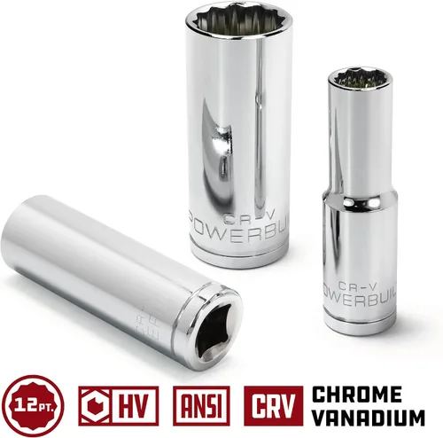 Vista 3 de Powerbuilt 940130 1/2" Dr. 12 Pt. SAE Deep Well Socket, 1/2