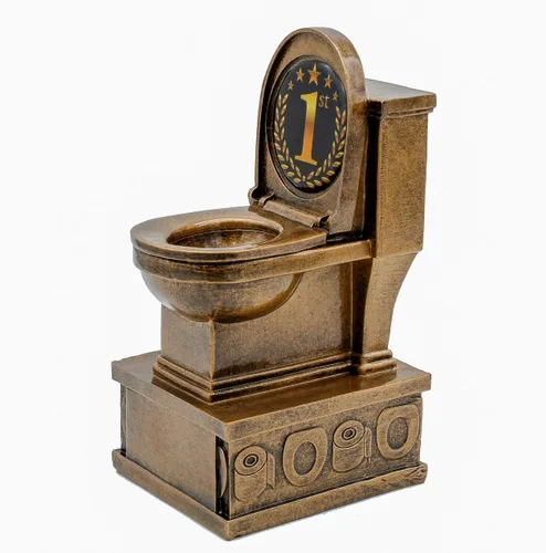 Vista 5 de Decade Awards Trofeo de pedestal dorado para inodoro con insertos opcionales, 7 pulgadas de alto, placa grabada bajo petición 1er lugar