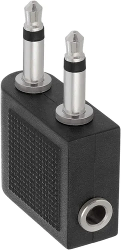 Vista 3 de Cmple - [Paquete de 10] Adaptador de audio para avión dual de 0.138 in macho a 0.138 in hembra, adaptador de audio estéreo para auriculares de vuelo