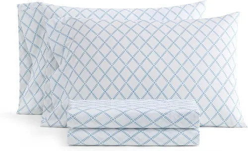 Vista 13 de Martha Stewart - Juego de sábanas de tamaño individual, sábanas refrescantes nítidas y entalladas con un tacto ligero de percal de algodón