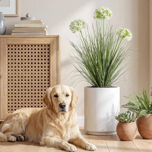 Vista 15 de Ttranewsoo Plantas artificiales de césped alto con macetas de 47 pulgadas, 1 paquete de césped artificial de lirio de los valles, decoración de 47.2