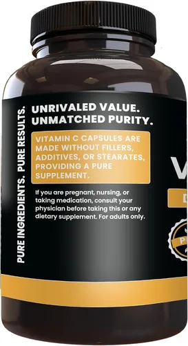 Vista 3 de Pure Original Ingredients, Vitamina C, 365 cápsulas Para suplementación centrada en ingredientes, preparación y uso en despensa