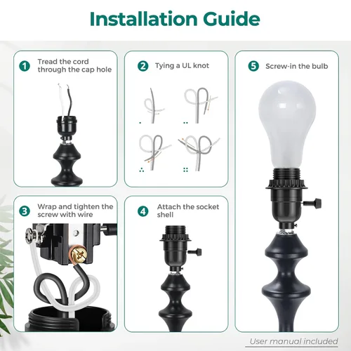 Vista 5 de DiCUNO Reemplazo de enchufe de lámpara E26 con certificación UL, perilla del interruptor de giro para encendido/apagado, enchufe de luz de base