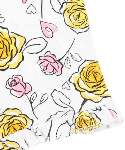 Vista 5 de Disney Frozen Moana Princess Tiana - Conjunto de camiseta floral y pantalones cortos de rizo francés para niños pequeños y grandes