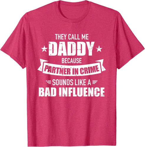 Vista 26 de Call me dad partner in crime bad influence camiseta divertida regalo papá, Negro, S
