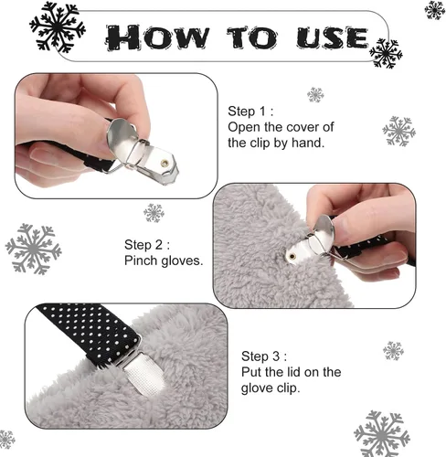Vista 4 de SATINIOR 8 clips de guantes para niños, clips de vestir para sombrero, guantes ajustables, clip de tirantes elástico, clip para guantes pequeños, 3