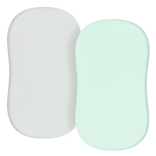 Vista 24 de Sábanas de moisés de bebé para niñas y niños, paquete de 2 sábanas de bebé para colchón de moisés cuadrado rectangular ovalado, 33 x 16 pulgadas