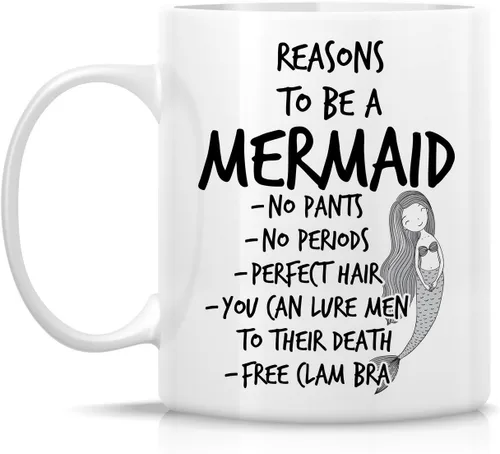 Vista 2 de Retreez Taza divertida – Reasons to be Mermaid - Tazas de café de cerámica de 11 onzas – Divertido, sarcasmo, sarcástico, motivacional, regalos
