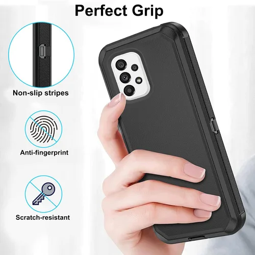 Vista 5 de Asuwish Funda de teléfono para Samsung Galaxy A73 5G 2022 con protector de pantalla de vidrio templado y cubierta para celda, híbrida, resistente, a