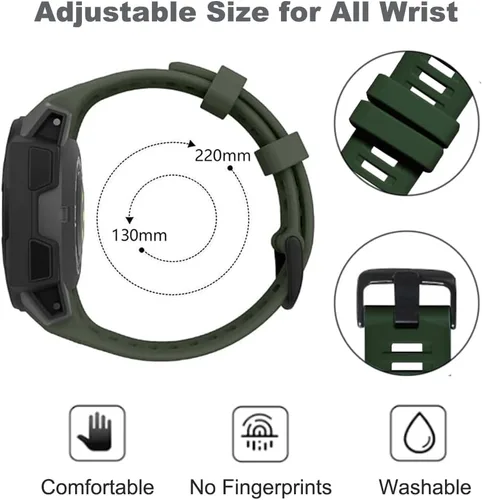 Vista 4 de Threeeggs Correa de repuesto compatible con Garmin Instinct Bands, correa de silicona suave compatible con Garmin Instinct 2, solar, táctica, Rojo