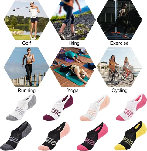 Vista 7 de Cozi Foot 6 pares de calcetines invisibles para mujer con cojín deportivo para correr