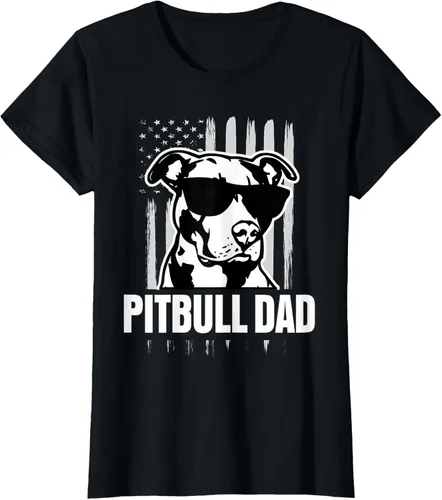 Vista 28 de Pitbull Dad - Camiseta para hombre con orgullo American Pit Bull Dog, Negro, S