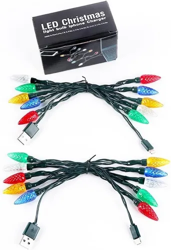 Vista 10 de Luces LED de Navidad, USB y cargador de bombilla para iPhone, disponible con iPhone 5, 5S, 6, 6S, 6 Plus, 7, 7 Plus, 8, 8 Plus, 8 X