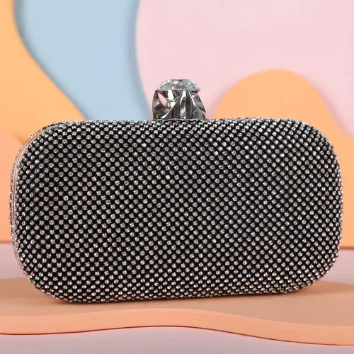 Vista 4 de Fawziya - Bolsas de embrague para mujer, diseño de diamante grande