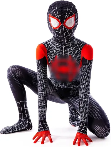 Vista 3 de PUNKSUIT Disfraz de superhéroe para niños, estilo 3D, de elastano, disfraz de Halloween y cosplay