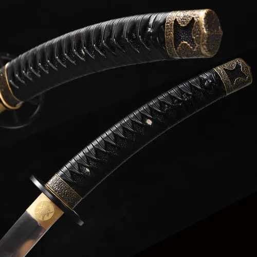Vista 9 de Katana de hoja inversa hecha a mano de 41 pulgadas auténtica espada samurái japonesa de acero de manganeso hoja de espiga completa muy afilada mango