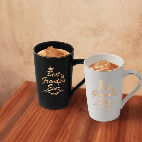 Vista 4 de Cabtnca Regalos para abuelos, el mejor juego de tazas para abuela y abuelo, regalos de Navidad para abuela y abuelo de nieta y nietos, 14Oz Negro &