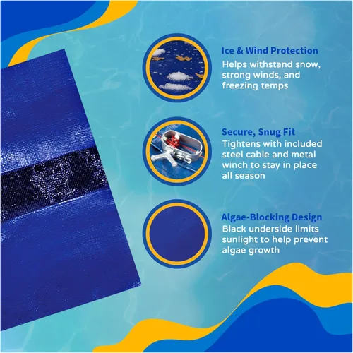Vista 5 de Blue Wave Funda redonda dorada para alberca sobre el suelo de 24 pies para invierno, polietileno duradero y resistente a la intemperie