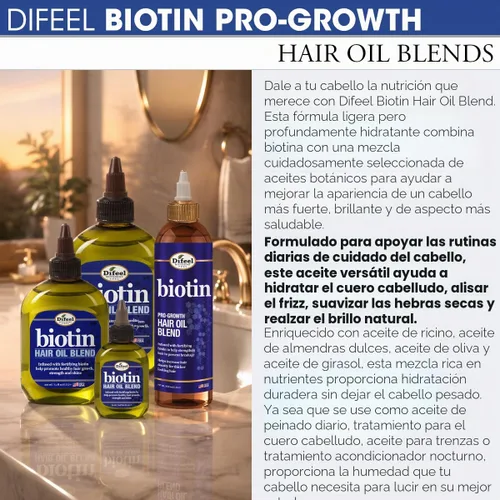 Vista 3 de Difeel Biotin - Mezcla de aceite para el cabello, 7.1 onzas, juego de regalo de lujo de 2 piezas
