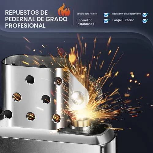 Vista 3 de Kit de reparación de 100 pedernales y 20 mechas, compatible con Dorado