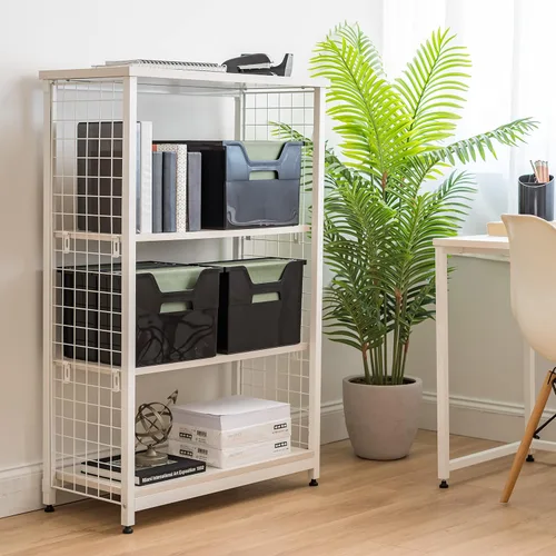 Vista 9 de IRIS USA Caja de archivos de escritorio portátil mediana con tapa abierta, paquete de 6, asas laterales, pestañas e insertos, carpetas de archivos