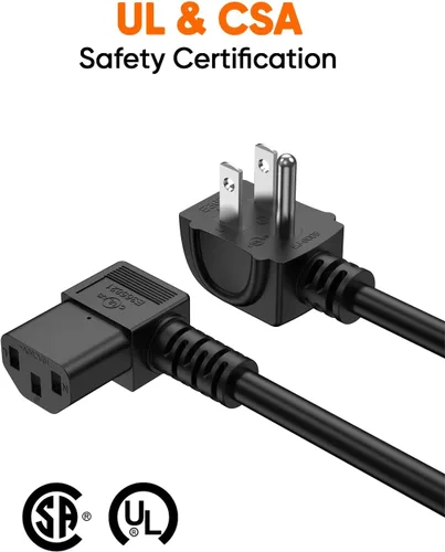 Vista 4 de CableCreation Cable de alimentación universal de 3 pies 18 AWG para NEMA 5-15P tipo ángulo a cable de ángulo IEC320 C13, 3.0 ft / negro