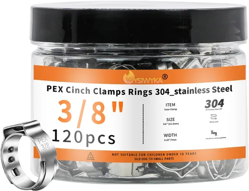 Vista 19 de 60 piezas de anillos de abrazaderas de cincha PEX de 1 pulgada, abrazaderas de manguera de una oreja de acero inoxidable 304, anillos de crimpado