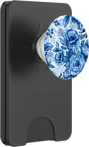 Vista 8 de Patrón floral francés de campana azul y blanco – PopSockets agarre y soporte para teléfonos y tabletas
