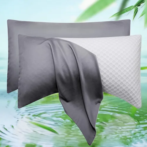 Vista 13 de Funda de almohada curvada para dormir de lado refrescante, tamaño Queen, 1 paquete de 20 x 30 pulgadas, color azul aguamarina Rayon Derived from