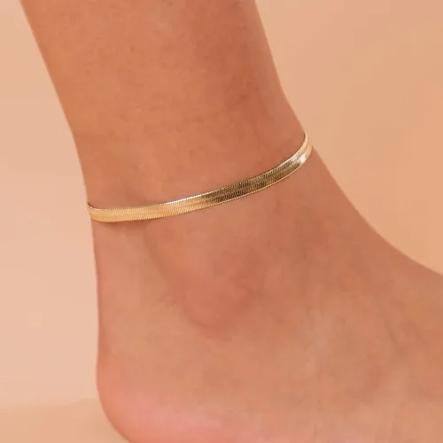 Vista 2 de PAVOI Tobilleras planas de oro chapado en oro de 14 quilates para mujer