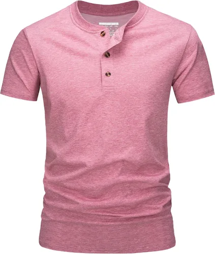 Vista 6 de TACVASEN Camisas Henley de algodón para hombre, camisetas casuales de moda de manga corta