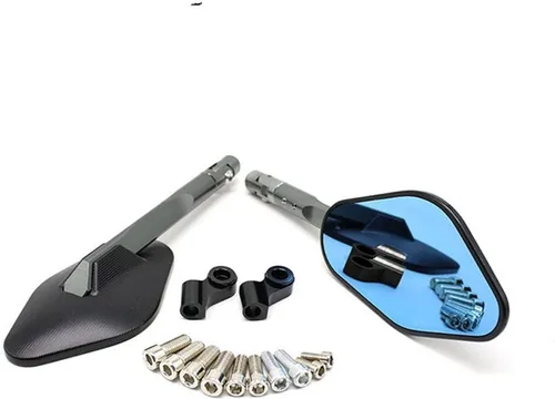 Vista 5 de Espejos traseros universales para motocicleta, espejos retrovisores CNC para Kawasaki para VERSYS 1000 ER6N para Yamaha XTZ 250 FZ6R para Suzuki Azul