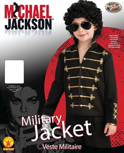 Vista 4 de Michael Jackson - Chaqueta militar para disfraz de niño, Negro