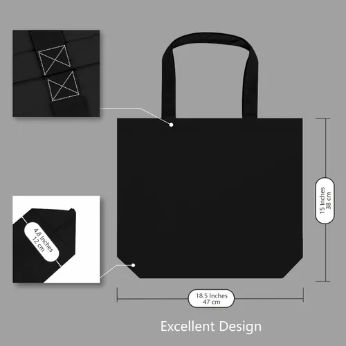 Vista 5 de TOPDesign - Paquete de 1 bolsa de lona de algodón, superfuerte, 12 onzas, bolsa para compras reutilizable, de tela, diseño moderno, en dos tonos