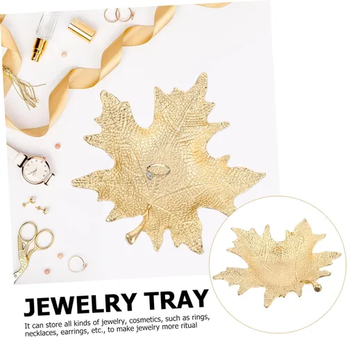 Vista 5 de ABOOFAN 1pc Watch Plate Jewelry Tray Metal Tray Garnish Tray Decorative Tray Snack Tray Key Holder Tray Metal Leaf Plate Bracelet Display Plate