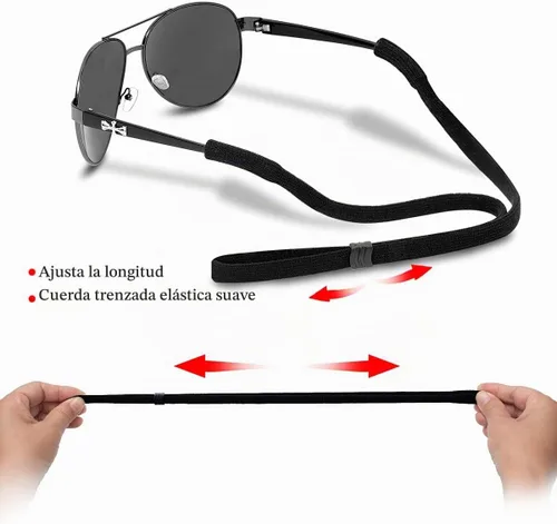 Vista 2 de Correa de gafas (2 piezas) Correa de gafas deportivas Retenedor ajustable de gafas de sol para hombres mujeres Paquete de 2 (negro)