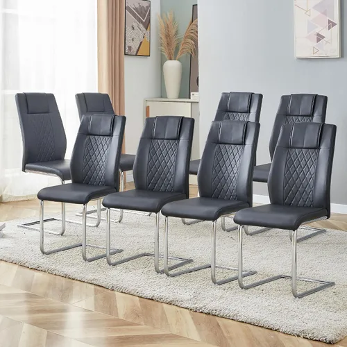 Vista 22 de Sillas De Comedor - Juego de 4 sillas de comedor modernas para cocina, con asiento tapizado de piel sintética, patas de metal con respaldo alto