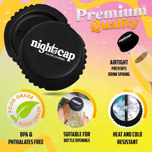 Vista 3 de NightCap Funda de bebida para botellas, cubierta de silicona para botellas de cerveza y protector de tapa de botella, tapa de seguridad