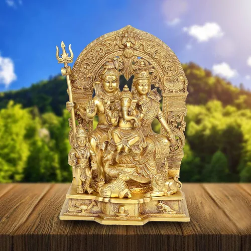 Vista 5 de AONA Figura decorativa de ídolo de Shiv Parivar de latón, escultura de familia Shiv para el hogar, templo, oficina, regalo, artículo de regalo