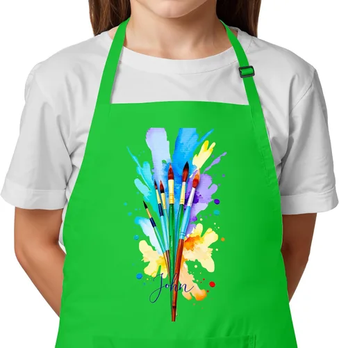 Vista 11 de Delantal con nombre personalizado para pintar y manualidades, delantal personalizado, regalo de calcetín de Navidad para niños y niñas Blanco