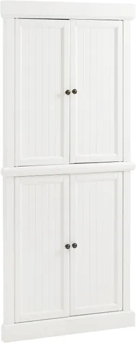 Vista 17 de Crosley Furniture Shoreline Coastal - Armario de almacenamiento para despensa con estantes, cocina, comedor o lavandería, color blanco