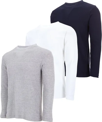 Vista 27 de DARESAY Paquete de 3: camiseta térmica de manga larga para hombre, camisetas de manga larga Henley & Crew para hombre, camisetas de manga larga
