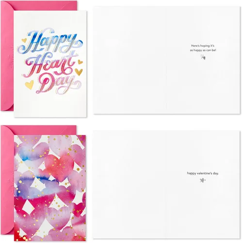 Vista 5 de Hallmark - Tarjetas para el día de San Valentín, paquete surtido de 36 unidades (acuarela de lámina dorada)