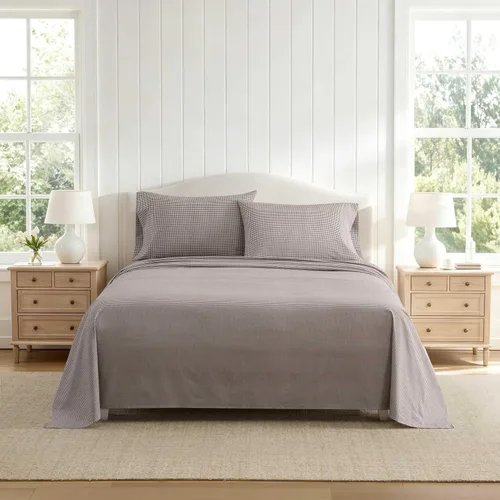 Vista 39 de Martha Stewart - Juego de sábanas tamaño individual con sábana bajera y funda de almohada, ropa de cama de percal de algodón con una sensación