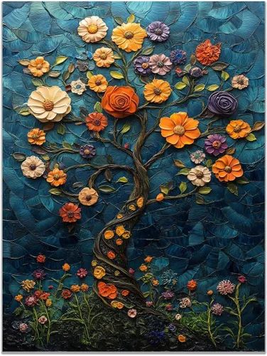 Vista 26 de VOCBAN Tree of Life Canvas Wall Art Painting Poster Nature Print Canvas Wall Art Print Artwork Living Room Bedroom Office Hallway Picture(black