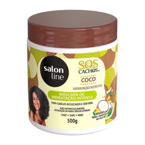 Vista 2 de Salon Line - Linha SOS Cachos (Oleo de Coco) - Mascara de Hidratacao Intensa 500 Gr - Colección (SOS Curls (Aceite de Coco) - Mascarilla Hidratante