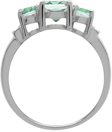 Vista 3 de Silvershake Anillo de plata de ley 925 con forma ovalada auténtica, chapado en oro blanco, con forma de piedra de nacimiento clásica