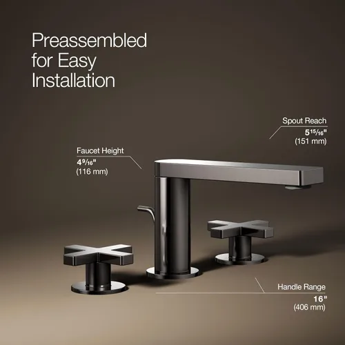 Vista 3 de Kohler 73060-3-TT Composed Grifo de lavabo de baño con asas cruzadas, 1.2 gpm, titanio vibrante