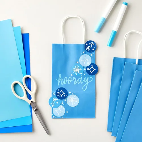 Vista 3 de BLUE PANDA Bolsas de regalo – 9 x 5 x 3 pulgadas, paquete de 25, color azul, bolsas de recuerdo de fiesta con asas para dulces y golosinas